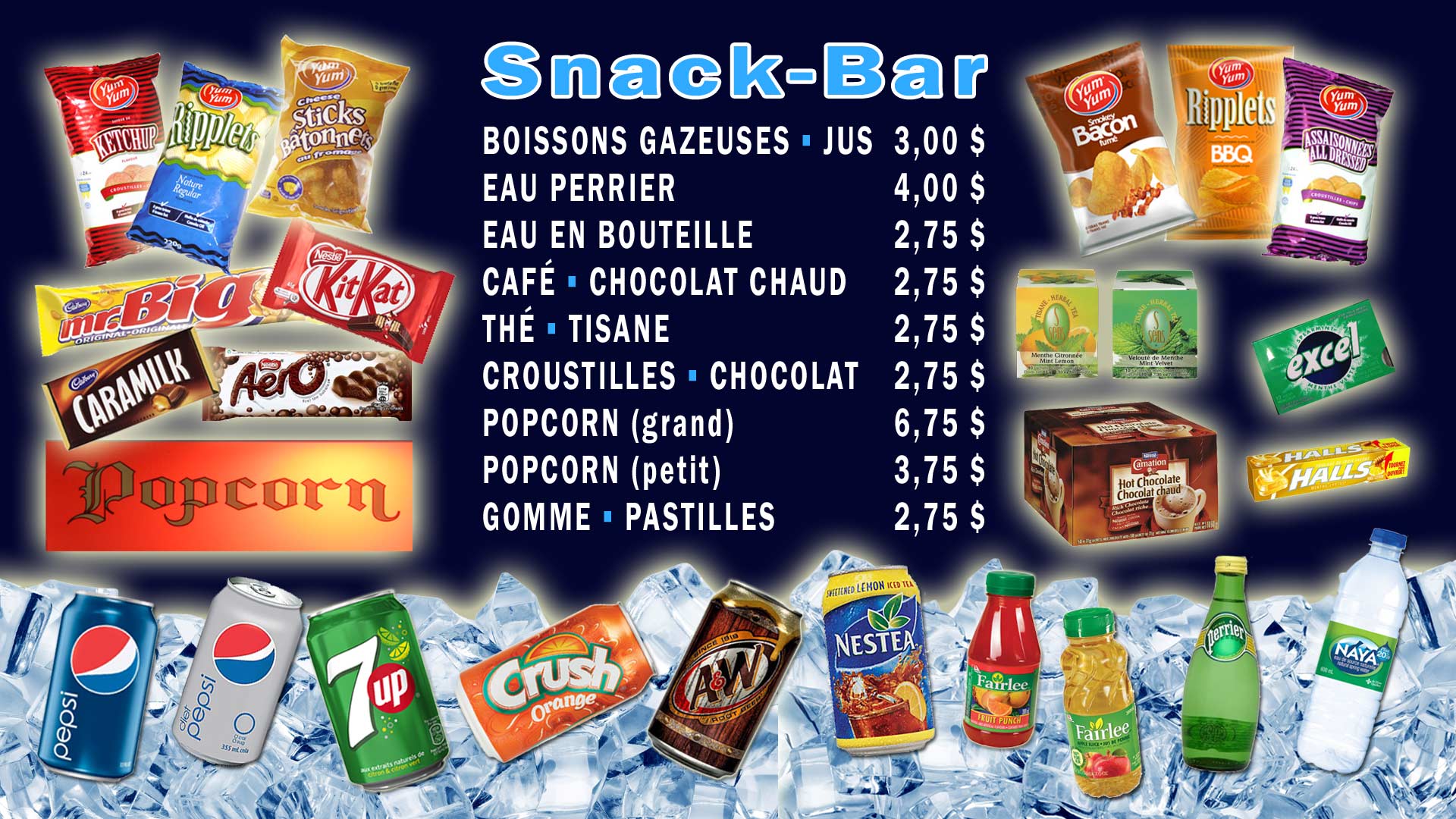 Menu Snack-bar Quilles St-Grégoire